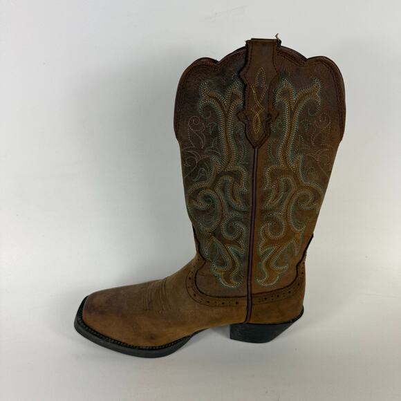 Justin Stampede Durant Western Boots Women's 7 Brown Leather Pull-On Mid-Calf - Picture 6 of 9
